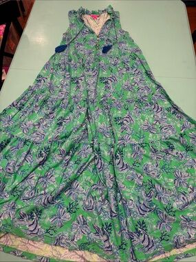 Lilly Pulitzer Green and Blue Malone Maxi Dress